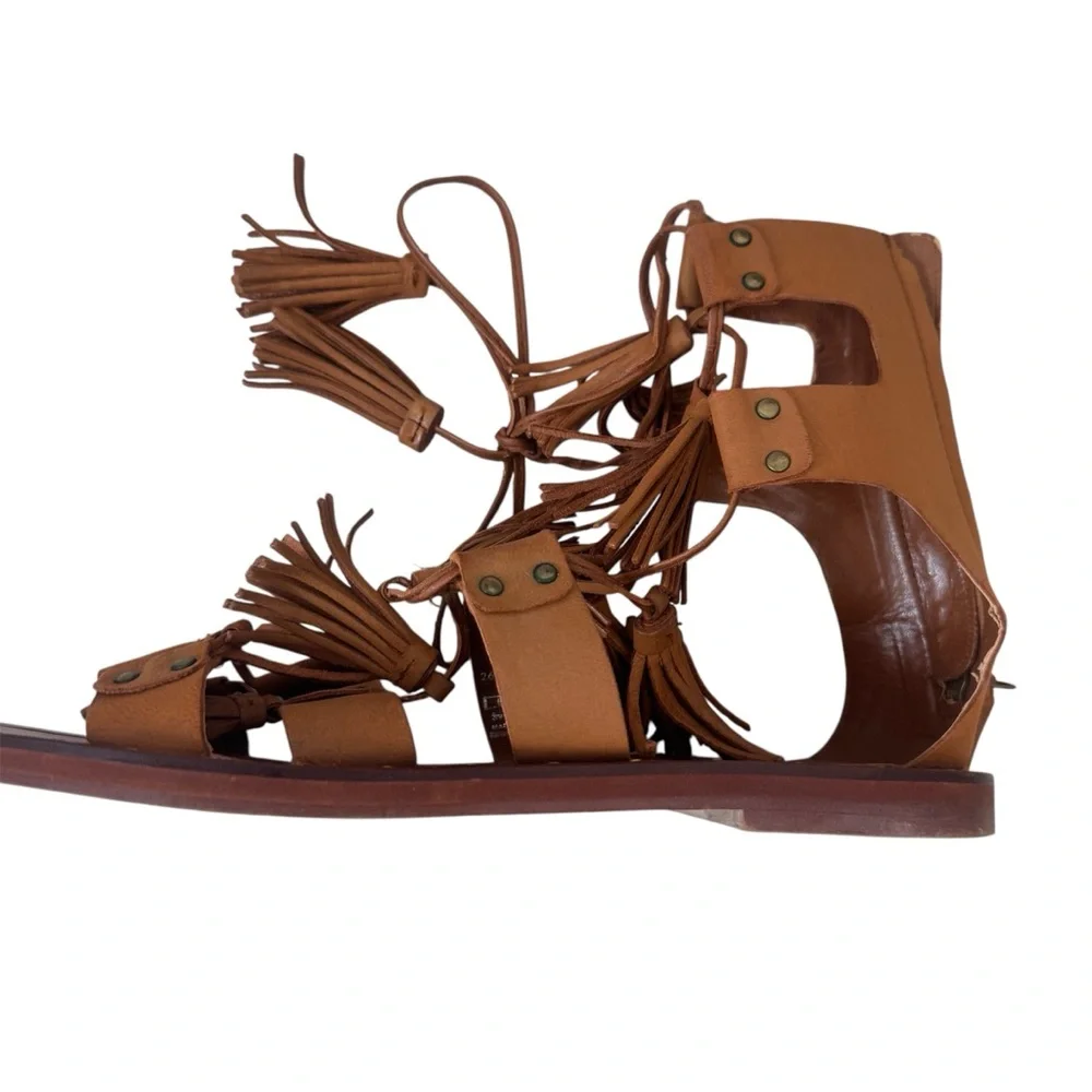 Zara Tassel Leather Roman Gladiator Sandals Size 39 March 2026 - Picture 6 of 11